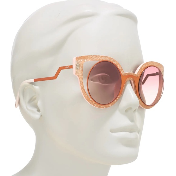 NWT Fendi FF 0137/S 0NUG Orange/Pink Glitter Cat Eye Sunglasses main image 16